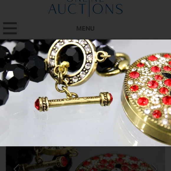 Heidi Daus Black Beaded Necklace with Red and Gold Pendant - Picture 8 of 8
